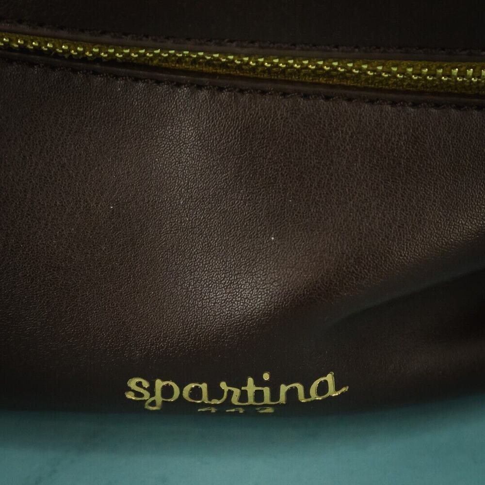Spartina 449 Juliette Stanley Blue Paisley Brown Leather Linen Bucket Bag Purse - Picture 3 of 7
